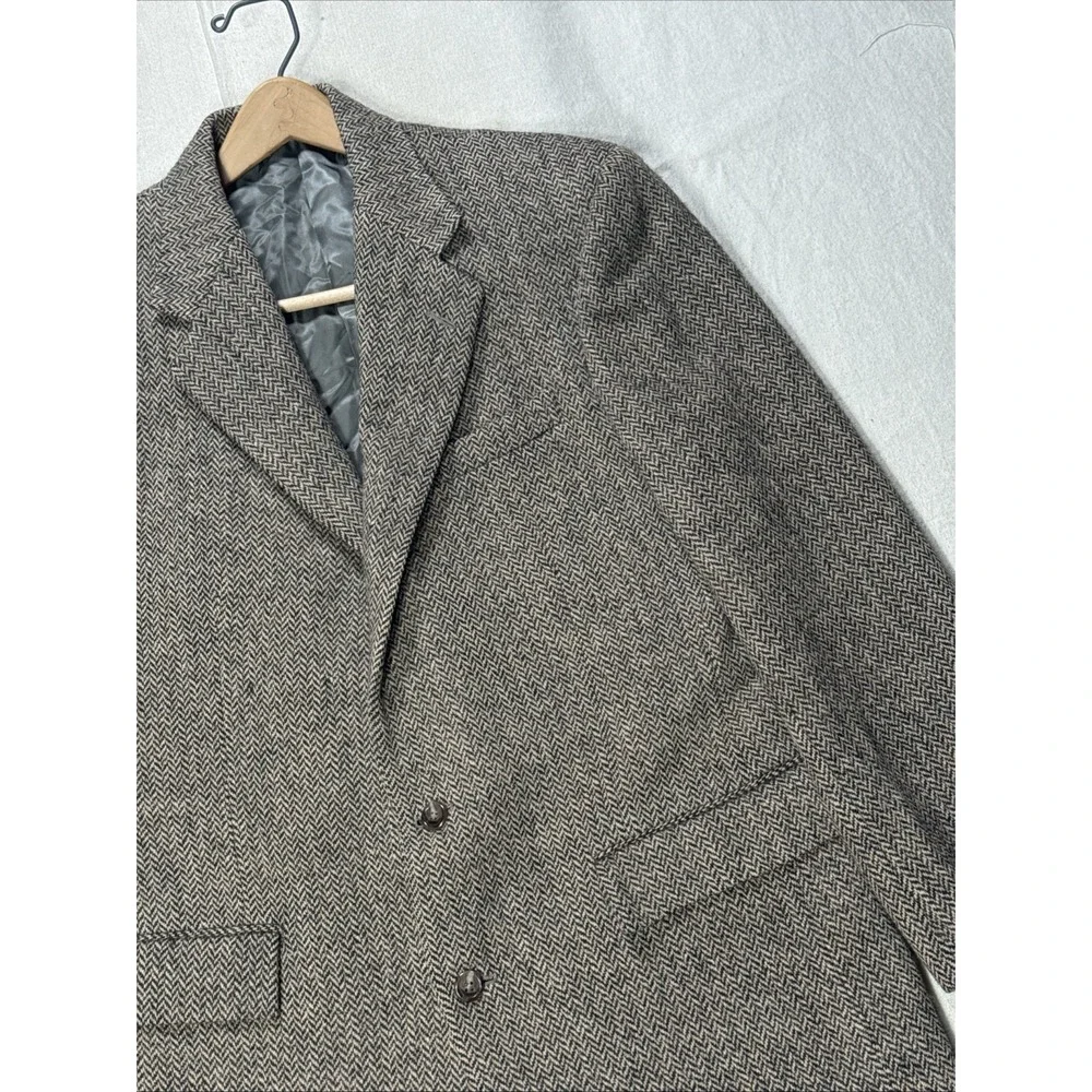 Polo Ralph Lauren Harris Tweed Wool Sportcoat Mens 41L Gray Blazer
